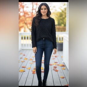 Black Peplum Dressy Party Top Debbie Shuchat Little Bows Embellishment Size XL